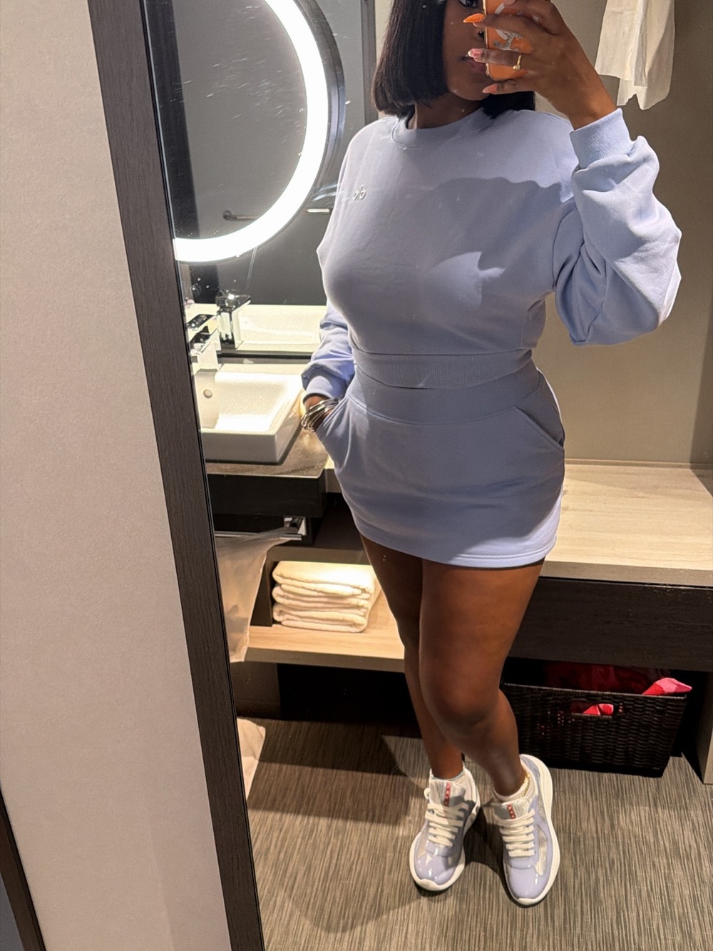 ALO Yoga Lavender Mini Sweatshirt Dress